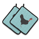 Caroline'S Treasures Naked Neck Chicken Blue Check Decorated Pot Holder, 7.5 X 7.5