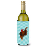Caroline'S Treasures Malaysian Serama Chicken Blue Check Decorative Bottle Hugger, 750 Ml, Multicolor