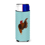 Caroline'S Treasures Malaysian Serama Chicken Blue Check Decorative Can Hugger, Slim, Multicolor
