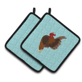Caroline'S Treasures Malaysian Serama Chicken Blue Check Decorated Pot Holder, 7.5 X 7.5