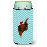 Caroline'S Treasures Malaysian Serama Chicken Blue Check Decorative Can Hugger, Tall Boy, Multicolor