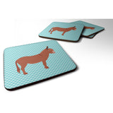 Caroline'S Treasures Irish Donkey Blue Check Decorative Coasters, 3.5, Multicolor