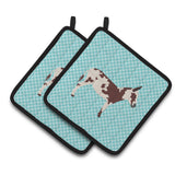 Caroline'S Treasures American Spotted Donkey Blue Check Decorated Pot Holder, 7.5 X 7.5