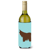 Caroline'S Treasures Poitou Poiteuin Donkey Blue Check Decorative Bottle Hugger, 750 Ml, Multicolor
