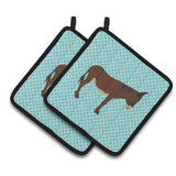 Caroline'S Treasures Zamorano-Leones Donkey Blue Check Decorated Pot Holder, 7.5 X 7.5
