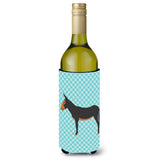 Caroline'S Treasures Catalan Donkey Blue Check Decorative Bottle Hugger, 750 Ml, Multicolor