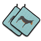 Caroline'S Treasures Catalan Donkey Blue Check Decorated Pot Holder, 7.5 X 7.5