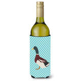 Caroline'S Treasures Rouen Duck Blue Check Decorative Bottle Hugger, 750 Ml, Multicolor