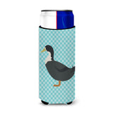 Caroline'S Treasures Swedish Duck Blue Check Decorative Can Hugger, Slim, Multicolor