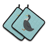 Caroline'S Treasures Blue Swedish Duck Check Decorated Pot Holder, 7.5 X 7.5