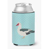 Caroline'S Treasures Muscovy Duck Blue Check Decorative Can Hugger, Multicolor