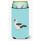 Caroline'S Treasures Muscovy Duck Blue Check Decorative Can Hugger, Tall Boy, Multicolor