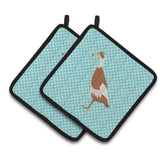 Caroline'S Treasures Indian Runner Duck Blue Check Decorated Pot Holder, 7.5 X 7.5