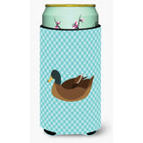 Caroline'S Treasures Khaki Campbell Duck Blue Check Decorative Can Hugger, Tall Boy, Multicolor