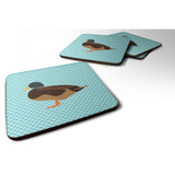 Caroline'S Treasures Silver Bantam Duck Blue Check Decorative Coasters, 3.5, Multicolor