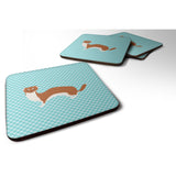 Caroline'S Treasures Weasel Blue Check Decorative Coasters, 3.5, Multicolor