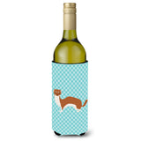 Caroline'S Treasures Weasel Blue Check Decorative Bottle Hugger, 750 Ml, Multicolor