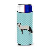 Caroline'S Treasures Silver Fox Blue Check Decorative Can Hugger, Slim, Multicolor