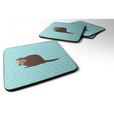 Caroline'S Treasures Eurasian Beaver Blue Check Decorative Coasters, 3.5, Multicolor