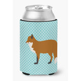 Caroline'S Treasures Red Fox Blue Check Decorative Can Hugger, Multicolor
