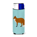 Caroline'S Treasures Red Fox Blue Check Decorative Can Hugger, Slim, Multicolor