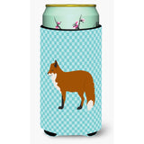 Caroline'S Treasures Red Fox Blue Check Decorative Can Hugger, Tall Boy, Multicolor