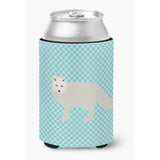 Caroline'S Treasures White Arctic Fox Blue Check Decorative Can Hugger, Multicolor