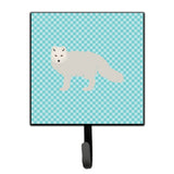 Caroline'S Treasures White Arctic Fox Blue Check Wall Hook, Small, Multicolor