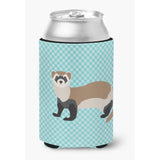 Caroline'S Treasures Ferret Blue Check Decorative Can Hugger, Multicolor
