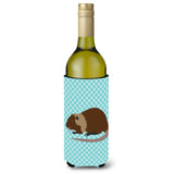 Caroline'S Treasures Coypu Nutria River Rat Blue Check Decorative Bottle Hugger, 750 Ml, Multicolor