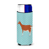 Caroline'S Treasures Toggenburger Goat Blue Check Decorative Can Hugger, Slim, Multicolor