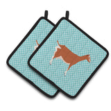 Caroline'S Treasures Toggenburger Goat Blue Check Decorated Pot Holder, 7.5 X 7.5