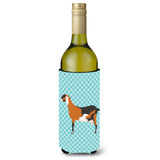 Caroline'S Treasures Anglo Nubian Goat Blue Check Decorative Bottle Hugger, 750 Ml, Multicolor