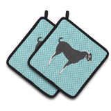 Caroline'S Treasures Black Bengal Goat Blue Check Decorated Pot Holder, 7.5 X 7.5