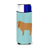 Caroline'S Treasures American Lamancha Goat Blue Check Decorative Can Hugger, Slim, Multicolor