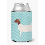 Caroline'S Treasures Boer Goat Blue Check Decorative Can Hugger, Multicolor