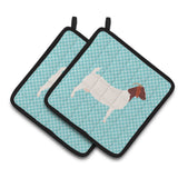 Caroline'S Treasures Boer Goat Blue Check Decorated Pot Holder, 7.5 X 7.5