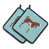 Caroline'S Treasures Jamnapari Goat Blue Check Decorated Pot Holder, 7.5 X 7.5