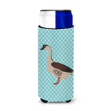 Caroline'S Treasures Chinese Goose Blue Check Decorative Can Hugger, Slim, Multicolor