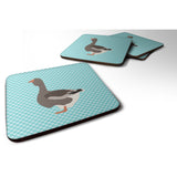 Caroline'S Treasures Toulouse Goose Blue Check Decorative Coasters, 3.5, Multicolor