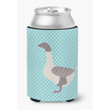 Caroline'S Treasures Buff Grey Back Goose Blue Check Decorative Can Hugger, Multicolor
