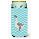 Caroline'S Treasures Buff Grey Back Goose Blue Check Decorative Can Hugger, Tall Boy, Multicolor