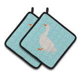 Caroline'S Treasures Sebastopol Goose Blue Check Decorated Pot Holder, 7.5 X 7.5