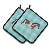 Caroline'S Treasures Pinto Horse Blue Check Decorated Pot Holder, 7.5 X 7.5