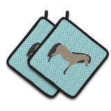 Caroline'S Treasures Welsh Pony Horse Blue Check Decorated Pot Holder, 7.5 X 7.5