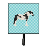 Caroline'S Treasures Cyldesdale Horse Blue Check Wall Hook, Small, Multicolor