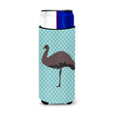 Caroline'S Treasures Emu Blue Check Decorative Can Hugger, Slim, Multicolor