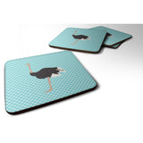 Caroline'S Treasures Common Ostrich Blue Check Decorative Coasters, 3.5, Multicolor