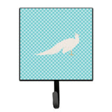 Caroline'S Treasures White Peacock Peafowl Blue Check Wall Hook, Small, Multicolor