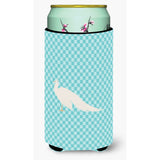 Caroline'S Treasures White Peacock Peafowl Blue Check Decorative Can Hugger, Tall Boy, Multicolor